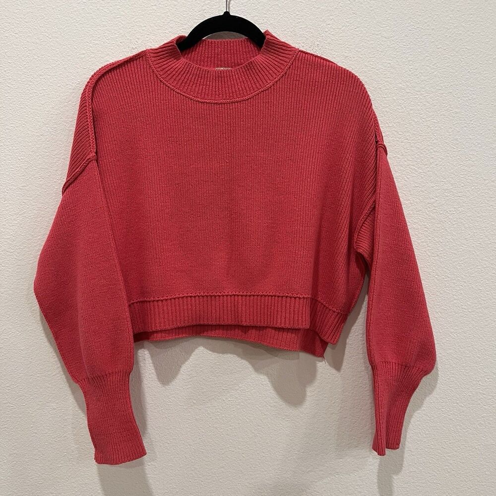 Free People Easy Street Crop Pullover Sweater in Pink Size XS Fall Boho - Picture 3 of 9